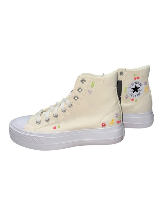 Converse All Stars Shoes - Converse Platform Hi Buttery Lemon Yellow Fruit Print Sneakers Women’s 9 NWT